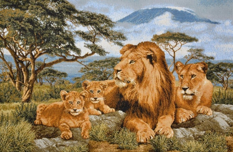 Африканские львы евро- гобеленовая картина
